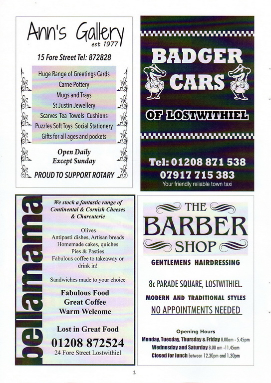 2014 Lostwithiel Carnival Programme Page 02